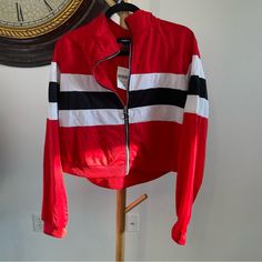 New With Tags Red White And Black Sports, Racing, Athletic Style Jacket Forever 21 Plus 3x Red Athleisure Outerwear For Spring, Red Spring Athleisure Outerwear, Forever 21 Sporty Long Sleeve Outerwear, Sporty Long Sleeve Tops By Forever 21, Red Athleisure Outerwear For Fall, Red Fitted Athleisure Outerwear, Trendy Red Track Jacket For Fall, Sporty Spring Outerwear From Forever 21, Trendy Red Long Sleeve Track Jacket