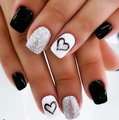 Short Square Nails, White Nail, Orange Nails, Fancy Nails, Short Acrylic Nails, Nail Arts, Valentine's Day Nails