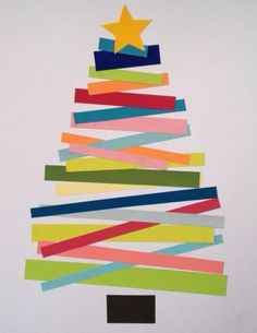 a christmas tree made out of strips of colored paper