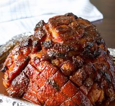 baked ham with brown sugar glaze on top