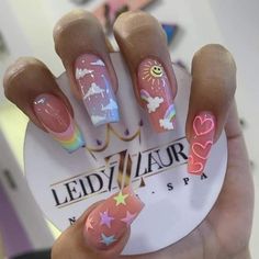 Hippie Nails, Cute Simple Nails, Glow Nails, Dope Nail Designs, Nails Spa, Nails For Kids, Unique Acrylic Nails, Kawaii Nails