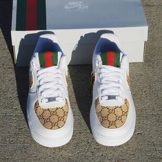 This Classic GG Custom Air Force 1 is a stylish and unique addition to your shoe collection. The custom design features a classic GG pattern, adding a touch of luxury to your outfit. With its versatile design, it can be worn for both casual and formal occasions. - Brand new with box- Hand-painted with Angelus Leather Paints- Worldwide shipment. - All customs are waterproof scratch resistant.- Simply select your correct size!!! Bridal Wedding Shoes, Air Force 1 Custom, Custom Air Force 1, Leather Paint, My Son Birthday, Custom Nikes, Sneaker Games, Custom Sneakers, Nike Air Force 1