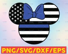 the american flag mickey mouse head with a blue bow