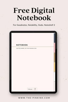 a tablet with the text, free digital notebook for godmotes, notabily nokia