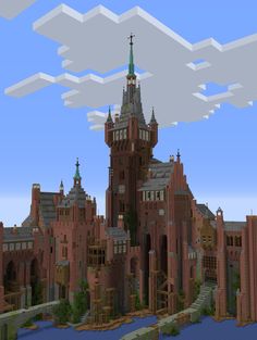 an image of a very large castle in minecraft