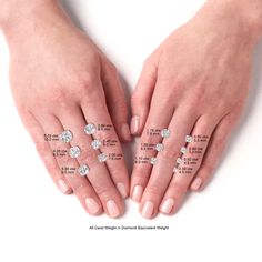 two hands are shown with four different rings on each hand and the words, all written in