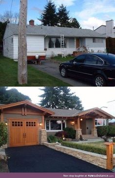 before and after photos of a house