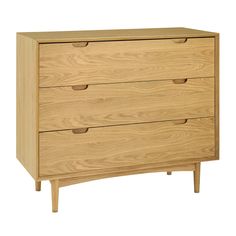 a wooden dresser with three drawers on one side