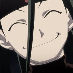 an anime character smiling with his eyes closed