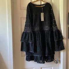 Black, Lined, Mid-Length, Long Sleeved Dress. Nwt. Perfect, New Condition. Zipper In Back Long Sleeved Dress, Sleeved Dress, Dresses Lace, Mid Length, Lace Dress, Colorful Dresses, Midi Dress, Long Sleeve Dress, Size 6