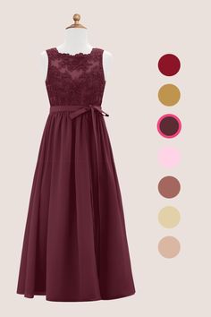 a dress on a mannequin with different colors and shapes to choose from for the bridesmaid