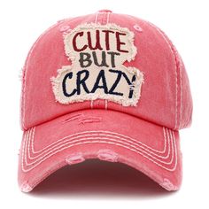 Vintage Distressed Multi-Colored "Cute But Crazy" Embroidered Patch Baseball Cap - One Size Fits Most - Adjustable Velcro Closure With "Cute But Crazy" Embroidered Vintage Baseball Hats, Sunshine And Whiskey, Vintage Baseball Cap, Distressed Baseball Cap, Vintage Baseball Caps, Ponytail Hat, Black Baseball Cap, Fashion Cap, Vintage Cap