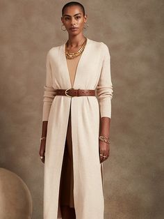 Textured Open-Front Long Cardigan | Banana Republic Factory Elegant Beige Relaxed Fit Cardigan, Elegant Solid Color Open Front Sweater Coat, Elegant Long Coat Style Cardigan, Elegant Long Sleeve Neutral Cardigan, Long Cardigan For Workwear, Elegant Sweater Coat For Spring Layering, Versatile Long Outerwear For Work, Elegant Neutral Outerwear With Relaxed Fit, Versatile Long Cardigan For Spring