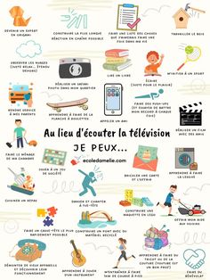 the french language poster shows different types of objects