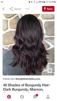 Cherry Purple Hair, Cherry Brown Hair, Dark Burgundy Hair, Formal Outerwear, Burgundy Balayage, Highlight Ideas, Fall Winter Hair Color