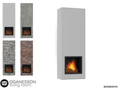 an image of a fire place that is in the middle of four different stages of construction