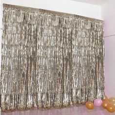 8ft Champagne Metallic Tinsel Foil Fringe Doorway Curtain Party Backdrop Foil Fringe Curtain, Foil Curtain, Fringe Backdrops, Curtain Backdrops, Curtain Fringe, Doorway Curtain, Rose Gold Party, Event Backdrop, Gold Fringe