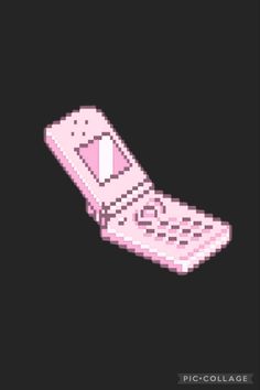 an old cell phone pixelated in pink and black