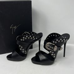 Authentic And New. Original Box And Dust Bag Included Luxury Heels With Buckle Closure For Cocktail, Designer High Heel Heels With Buckle Closure, Designer Heels With Buckle Closure For Night Out, Black Heels With Buckle Closure For Gala, Luxury Black Heels With Buckle Closure, Designer Black Heels With Buckle Closure, Zanotti Heels, Giuseppe Zanotti Heels, Zanotti Shoes