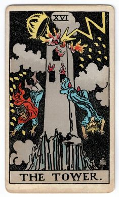 the tower tarot card is shown in color