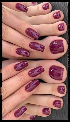 Burgundy Acrylic Nails, Fall Toe Nails, Toe Nail Color, Pretty Toe Nails, Purple Nail, Burgundy Nails, Bride Nails, Nails French, Toe Nail Designs