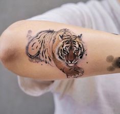 a man with a tiger tattoo on his arm