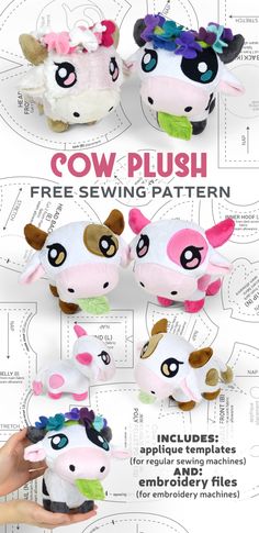 the instructions for how to make a cow plush toy