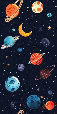 an image of planets and stars in the sky