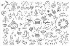 hand drawn christmas doodles