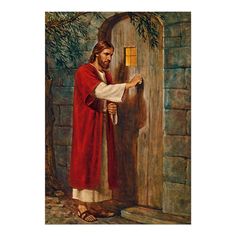 a painting of jesus knocking the door to his home