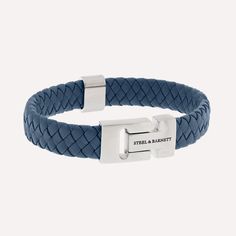 blue leather bracelet with stainless steel clasp steel and barnett Gold Armband, Bracelet Blue, Black Edition, Blue Bracelet, Nappa Leather, Sophisticated Style, Casual Outfit, Arm Band, Elegant Design