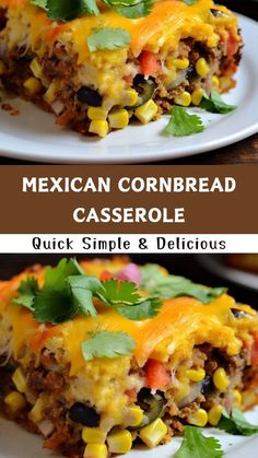 mexican cornbread casserole on a white plate