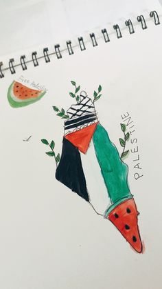 a drawing of a watermelon slice on top of a piece of paper