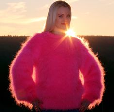 Ready to ship mohair sweater by SuperTanya Brand:  SuperTanya; Style: hand knitted mohair sweater; Material: premium class mohair; Color: Neon pink Design: Plain design mohair sweater; Body length: 24.8'' / 63 cm Chest width: 21.7'' / 55  cm Sleeve length: 29.1'' / 74 cm Net weight: 0.820 kg The lady modeling is 5'8'' (174 cm) tall, bust 34.6 inches (88 cm), hips: 35.4 inches (90 cm). Pink Mohair Sweater For Winter, Fitted Pink Mohair Sweater, Pink Mohair Sweater For Fall, Cozy Pink Mohair Sweater, Fuzzy Mohair Sweater, Pull Mohair, Fuzzy Pullover, Mohair Sweater, Pink Design