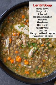 a bowl filled with lentula soup and ingredients