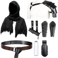 PRICES MAY VARY. Versatile Renaissance Accessories: Our set includes a shawl scarf, shoulder belt, medieval waist belt, punk gothic bracers, sword frog, cork potion bottle, bottle leather covers, and safety pins. Create various looks for cosplay, parties, LARP (live action role playing), and more. Premium PU Leather: Made from high-quality PU leather, our accessories offer durability and an authentic medieval appearance. They are comfortable to wear and enhance the overall look of your costume. Knight Cosplay, Brown Shawl, Leather Belt Pouch, Cape Cloak, Leather Bracers, Warrior Costume, Knight Costume, Shoulder Cape, Black Shawl