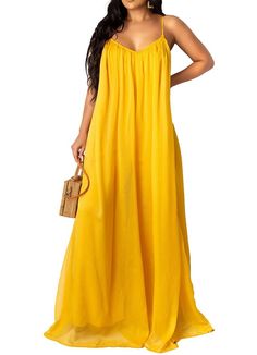 Womens Sexy Long Flowy Chiffon Dresses V Neck Sleeveless Floor Length Backless Summer Plus Size Maxi Sundress Maxi Dresses 2023, Plus Size Flare Jeans, Maxi Sundresses, Yellow Chiffon Dress, Flowy Chiffon Dress, Sundress Women, Women Maxi Dresses Summer, Flowy Sundress, Maternity Dresses Summer