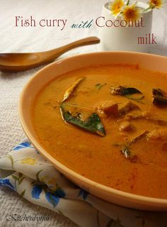 a bowl of fish curry with coconut milk