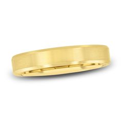 A striking center channel of 14K yellow gold is bordered above and below by dynamic brushed trim in this extraordinary men's 4.0mm wedding band. Lustrous high-polish trim lines the inside of the ring to complete the look. Jared The Galleria Of Jewelry, Size 10 Rings, Bridal Rings, Yellow Color, Ring Designs, Fashion Rings, Wedding Band, Gold Metal, Wedding Bands