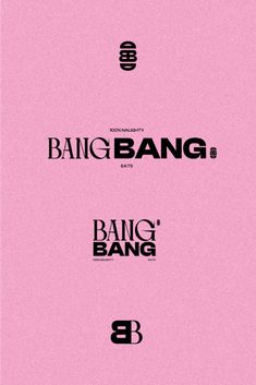 three different types of font and numbers on a pink background with the words bang bang in black