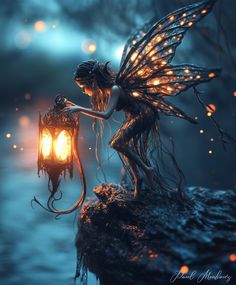 a fairy holding a lantern in her hands