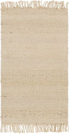 a beige rug with fringes on top