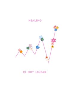 a line graph with flowers on it and the words'healing is not linear