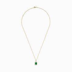 Effy 14K Yellow Gold Diamond and Emerald Pendant Luxury 14k Gold Emerald Necklace For Formal Occasions, Luxury 14k Gold Emerald Necklace For Formal Events, Luxury Yellow Gold Emerald Necklace, Luxury 14k Gold Emerald Gemstone Necklace, Emerald Pendant, Gold Diamond, Emerald, Yellow Gold, Yellow