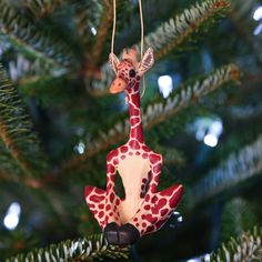 Yoga Giraffe Ornament - Ten Thousand Villages Fun Ornaments, A Giraffe, Keep Out, Out Of Reach, Art Organization, Ten Thousand, Giraffes, Bending, Of Course