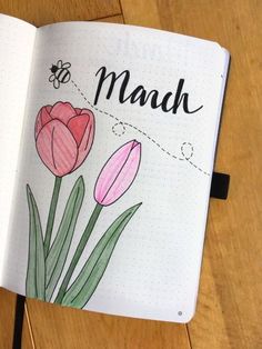 Flower Bullet Journal, Tulip Theme, Bullet Journal Titles, April Bullet Journal, May Bullet Journal