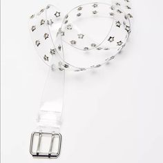 Pair Your Look With A Little Rock N Roll Glam Wearing This Clear Belt Studded With Star Grommets. Complete With A Square Buckle And Double Prong Closure. Content + Care - 100% Pvc - Spot Clean - Imported - Width: 1.5” Sold Out On Website. Grommet Belt, Clear Belt, Urban Outfitters Accessories, Rock N, Rock N Roll, Belts, Urban Outfitters, Buckle, Women Accessories