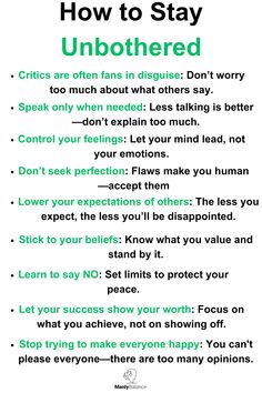 9 ways to stay unbothered: Control emotions, reduce expectations, say no, and focus on self-achievement. Learn How To Control Your Emotions, How To Stop Judging Others, How To Control Your Emotions, Stay Unbothered, Controlling Your Emotions, Powerful Habits, Expectations Of Others, Emotional Control, Control Your Emotions