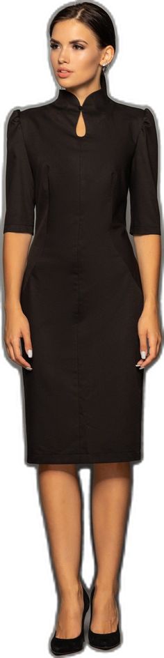 Elegant Fitted Midi Length Pencil Skirt, Fitted Knee-length Pencil Skirt For Formal Occasions, Formal Midi-length Pencil Skirt, Black Midi Length Pencil Skirt For Office, Elegant Fitted Black Pencil Skirt, Sleek High Neck Midi Dress For Work, Fitted Black Pencil Skirt For Business, Fitted High Neck Midi Dress For Work, Black Knee-length Pencil Skirt For Formal Occasions