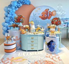 an under the sea themed birthday party with balloons